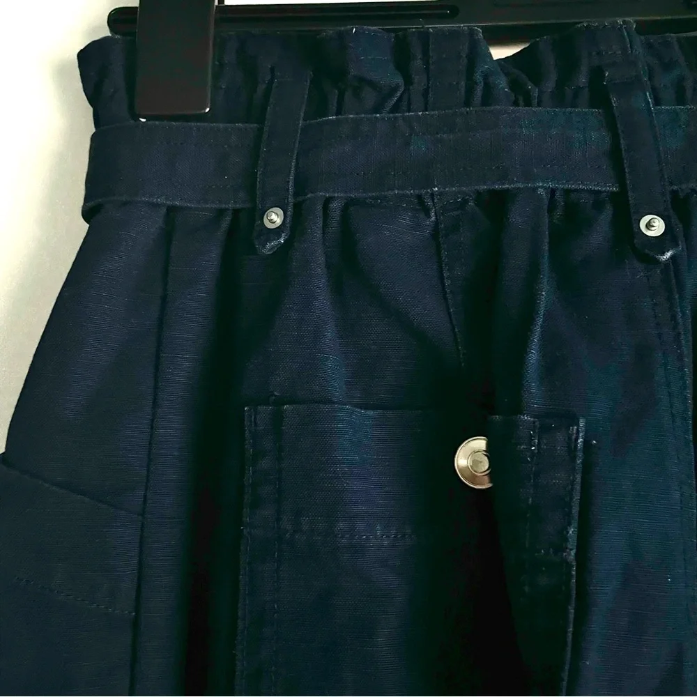 Banana Republic Hyper Navy Linen Blend Paperbag Pant Size 4 EUC